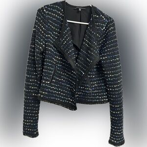 White House Black Market Black and Blue Tweed Blazer